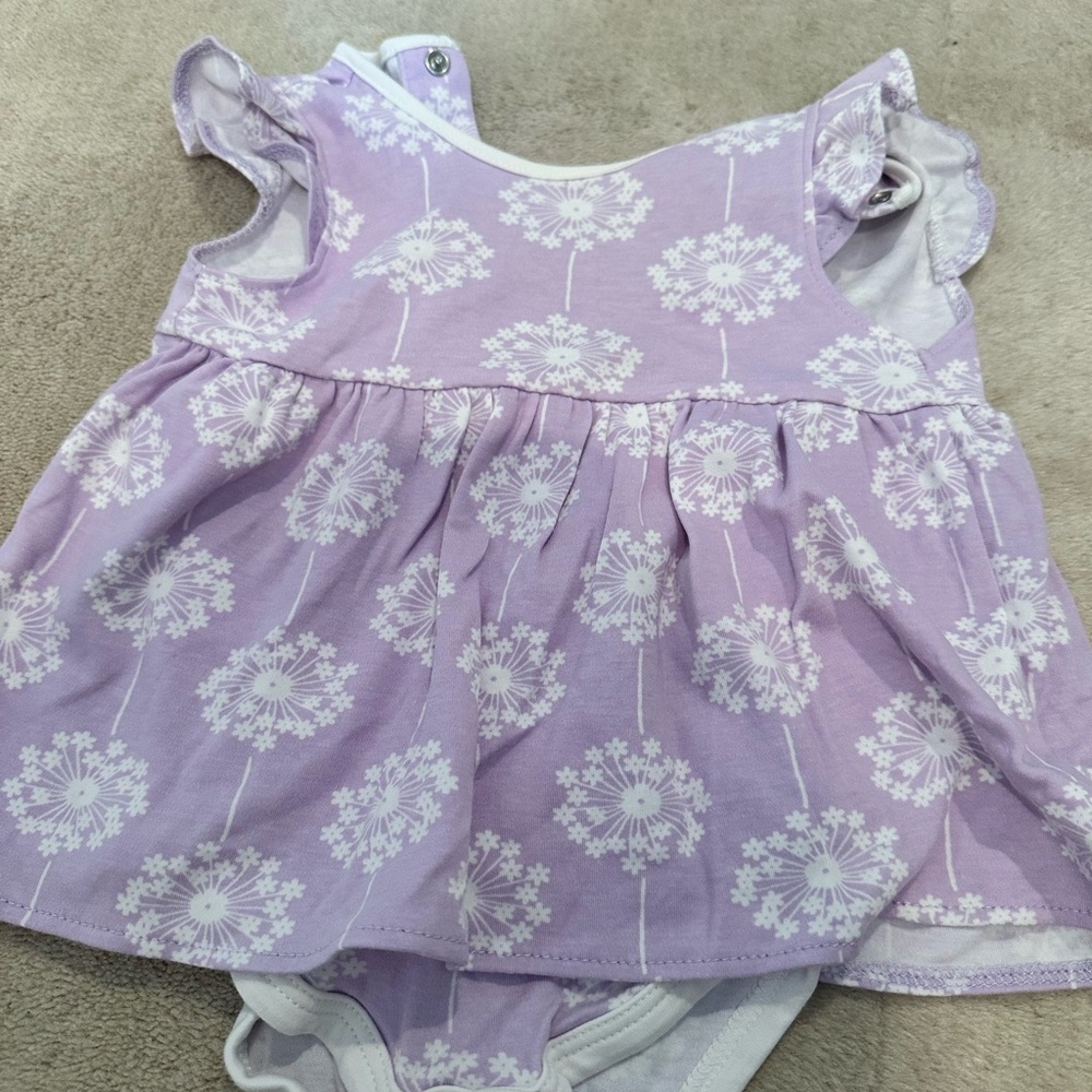 Love Lavender Baby Dress with White Floral Design